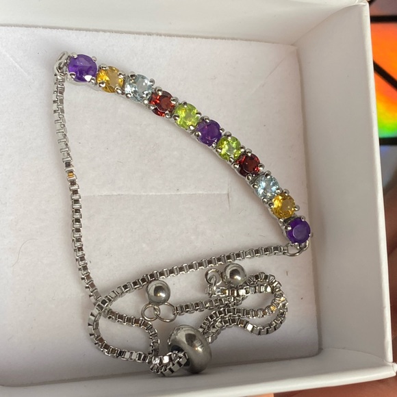 Mutli Gemstone Bolo Bracelet in Sterling silver - Picture 7 of 7